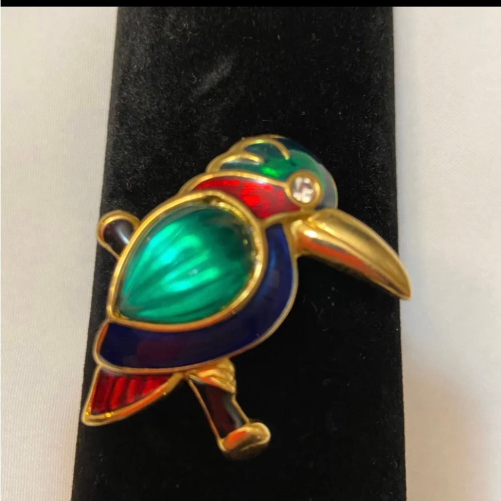 Vintage Colorful Toucan/ Kingfisher Parrot, Bird Brooch Pin